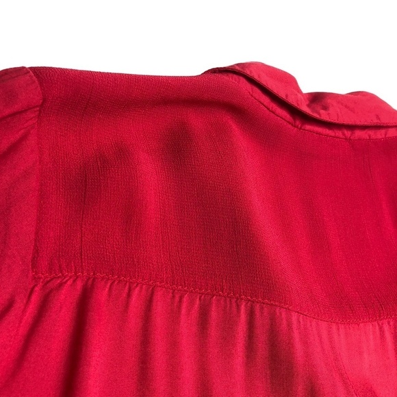 Street One Womens Red German Brand Long Sleeve Blouse Size 8 Pearl Snaps - Picture 10 of 11